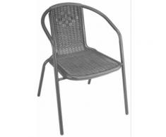 Sedia Da Giardino In Acciaio E Rattan Becker Wood Grigia
