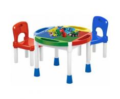 Tavolino Multiuso 3 In 1 Per Bambini Con 2 Sedie Kids Joy Block Desk