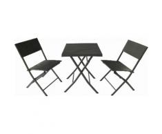 Set Tavolino E 2 Sedie Pieghevoli Da Giardino In Acciaio E Rattan Becker Nero