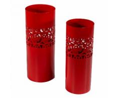 Set 2 Portaombrelli In Metallo ø24h60cm Adami Farfalle E Cerchi Rosso