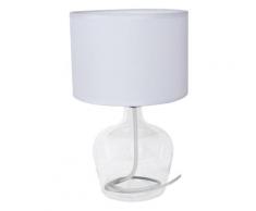 Abat Jour Fusto Vetro Trasparente Paralume Tessuto Bianco Lampada Moderna E27 Ambiente I-hendrix-l