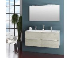 Mobile Da Bagno Sospeso Con Doppio Lavabo E Doppia Lampada A Led Tft Luna Rovere Naturale