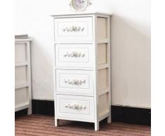 Cassettiera 4 Cassetti In Legno Massello 36x29x81 Cm Fumer Camilla Bianca