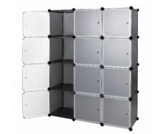 Armadio Guardaroba Modulare 12 Cubi 112x37x148 Cm Rizzetti Nero
