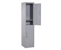 Armadietto Guardaroba In Acciaio 4 Ripiani 2 Porte Con Chiusura Di Sicurezza Grigio 38x46x180 Cm Fadami