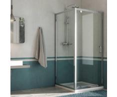 Box Doccia Angolare 90x90 Cm 1 Anta Battente In Cristallo Trasparente 6mm H185 Fosterberg Koge Duo
