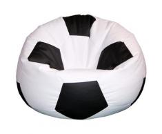 Poltrona A Sacco Pouf Ø100 Cm In Ecopelle Baselli Pallone Da Calcio Bianco E Nero