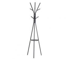 Appendiabiti Da Terra Attaccapanni In Metallo E Legno Nero 45x45x180 Cm Benzoni