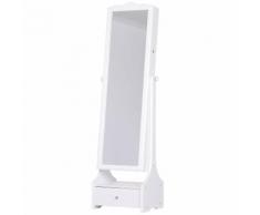 Armadio Portagioie A Specchio Con Luci Led 45x36x150 Cm Benzoni Bianco
