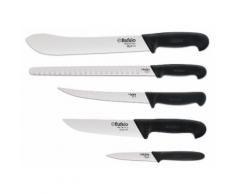 Set Coltelli 5 Pezzi Multiuso Bufalo Kit Pro Manico Nero