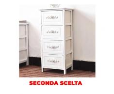 Cassettiera 4 Cassetti In Legno Massello 36x29x81 Cm Fumer Camilla Bianca Seconda Scelta