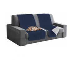 Copridivano A Fascia Doubleface Trapuntato 60x190cm Fazzi Blu Scuro/grigio Chiaro