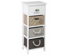 Cassettiera 4 Cassetti In Legno Massello 35x27x80 Cm Fumer Zara Bianca