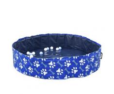 Piscina Rigida Per Cani Taglia Grande Ø140x30 Cm In Pvc E Truciolare Blu