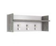 Pannello Appendiabiti Da Ingresso 3 Ganci 90x29x34 Cm In Mdf Vanelli Bianco E Grigio Cemento
