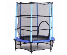 Trampolino Tappeto Elastico Per Bambini Ø140x162 Cm Con Rete Di Sicurezza Nero E Blu Benzoni