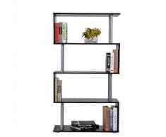 Libreria In Legno A Parete Mobili Ufficio Scaffale Nero 80x30x145 Cm Benzoni
