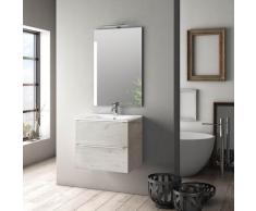 Mobile Da Bagno Sospeso Con Lavabo Specchio E Lampada A Led Tft Luna Rovere Naturale