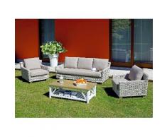 Set Salotto Da Giardino In Grey Kubu Sbiancato Divano 2 Poltrone E Tavolino Vorghini Jaipur