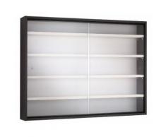 Vetrina Portaoggetti Da Bagno 4 Ripiani 80x11x60 Cm In Mdf Con Ante In Vetro Vanelli Nero E Bianco