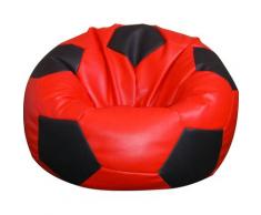 Poltrona A Sacco Pouf Ø100 Cm In Ecopelle Baselli Pallone Da Calcio Rosso E Nero