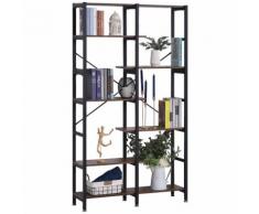Libreria 6 Ripiani 100x30x182 Cm In Legno E Metallo Hmc Nera