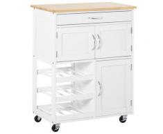 Carrello Da Cucina 1 Cassetto 3 Ante 67x37x87 Cm In Legno Bianco