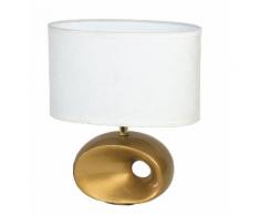 Abat Jour Fusto Forato Ceramica Oro Paralume Tessuto Bianco Lampada Moderna E27 Ambiente I-eolo/l 35