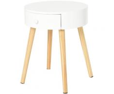 Comodino 1 Cassetto Ø38x46,7 Cm In Legno Hmc Bianco