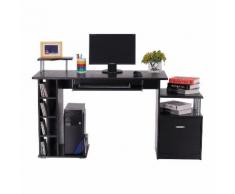 Scrivania Porta Pc Moderna Tavolo Da Ufficio Con Ripiani Tastiera Scorrevole 152x60x88 Cm Nero Benzoni