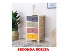 Cassettiera 4 Cassetti In Legno Massello 40x30x67 Cm Fumer Sandy Multicolore Seconda Scelta