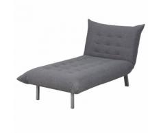 Poltrona Chaise Longue Letto 2 In 1 In Tessuto Di Lino Grigio 80x153x84 Cm Benzoni