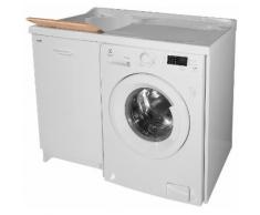 Lavatoio E Coprilavatrice 109x60x89cm Asse In Legno Montegrappa Edilla Bianco Sinistro Con Cesto