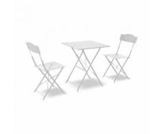 Set Da Giardino Pieghevole In Ferro Con Tavolo E 2 Sedie Taddei Bistro Bianco