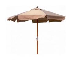 Ombrellone Palo Centrale Da Giardino In Legno Ø3m Bauer Island Ecrù