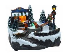 Villaggio Natalizio In Resina Altalena Con Luci E Suoni 19,5x13xh15,5 Cm Adami