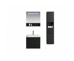 Mobile Bagno Sospeso 60 Cm Lavabo Specchio E 1 Pensile Vorich Tokyo Nero
