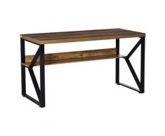 Scrivania Da Ufficio Moderna 140x60x76 Cm Con Mensola E Gambe A K Nero Marrone