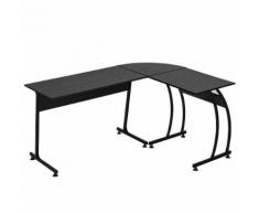 Scrivania Da Ufficio Ad Angolo Porta Pc In Legno E Metallo 112,5x152x74 Cm Benzoni Nera