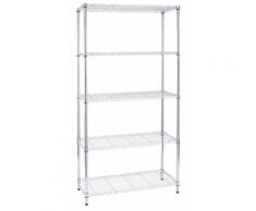 Scaffale In Acciaio Cromato 5 Piani 35x90x177cm Tosini Light Ac1436-5