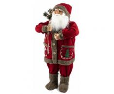 Pupazzo Babbo Natale Luminoso Con Orso 12 Led In Stoffa H80 Cm Soriani Rosso