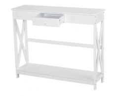 Consolle Ingresso 1 Cassetto 100x30x91 Cm In Legno Bianco