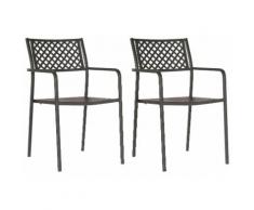 Set 2 Sedie Da Giardino 54x58x84 Cm In Acciaio Con Braccioli Pasotti Lola Antracite