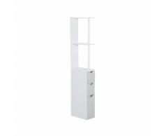 Mobiletto A Colonna Da Bagno Salvaspazio In Legno Bianco 15x33x140 Cm Benzoni