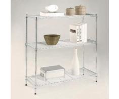 Scaffale In Acciaio Cromato 3 Piani 90x35x86cm Fumer Iron Rack