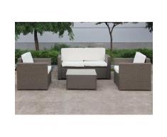 Set Salotto Da Giardino In Polyrattan Divano 2 Poltrone E Tavolino Bauer Maiorca Marrone