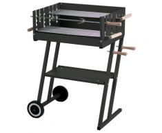 Barbecue A Carbone Carbonella 60x45cm Con Girarrosto E Ripiano Porta Oggetti Bauer Nero