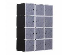 Armadio Guardaroba Componibile 111x47x145 Cm Bianco E Nero Benzoni