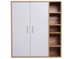 Credenza Con 2 Ante E 5 Ripiani In Legno E Bianco 80x32x90.5 Cm Benzoni
