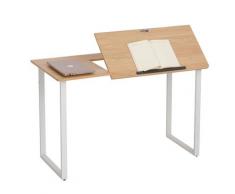 Scrivania Da Ufficio Con Piano Inclinabile 120x60x76 Cm In Acciaio E Mdf Benzoni Bianca